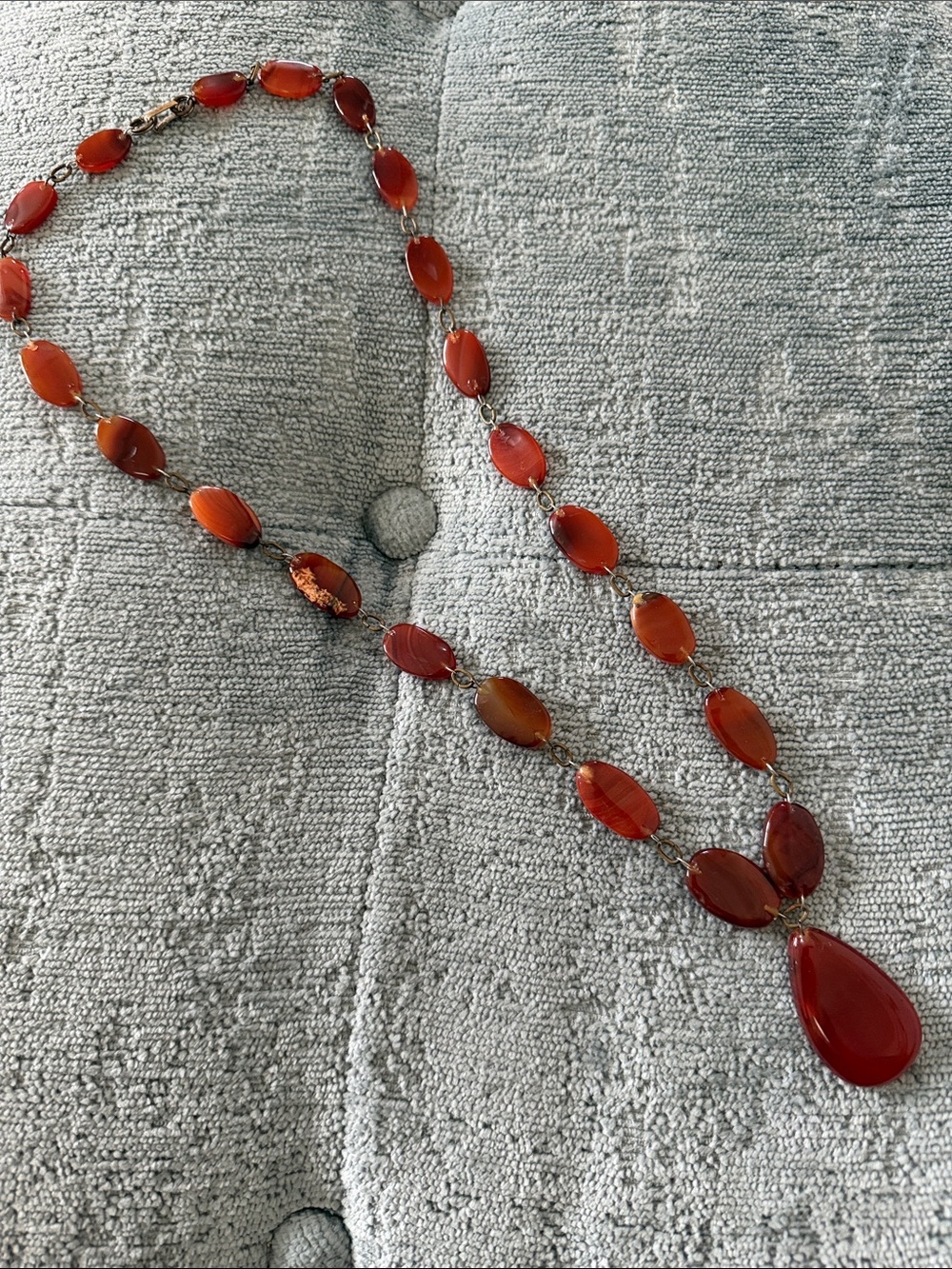 Vintage Carnelian Teardrop Stone Necklace